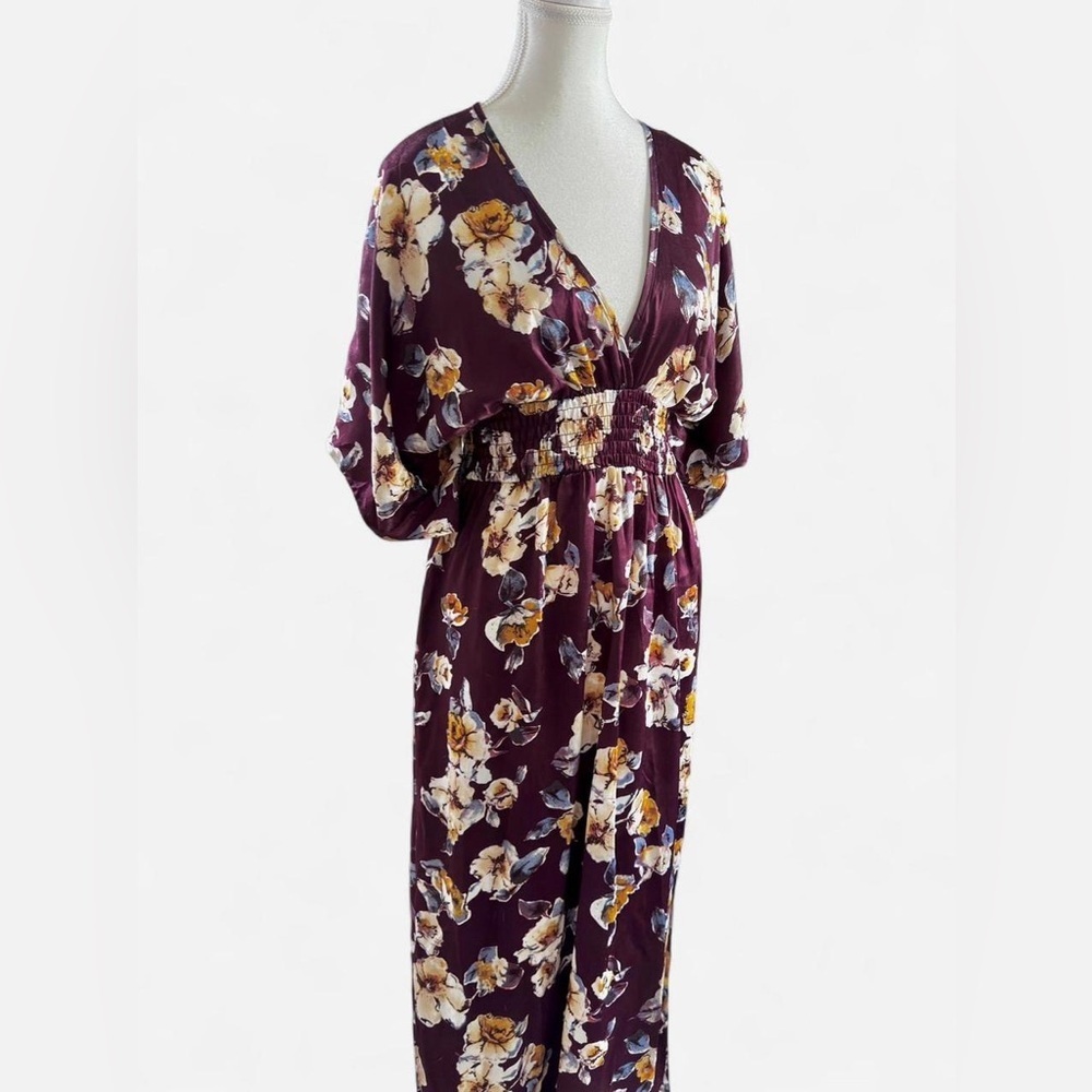 She + Sky Burgundy Floral Maxi Dress Size Small - Picture 4 of 9